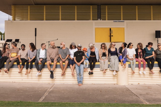 The Sunday Reset community gathered along the amphitheatre wall